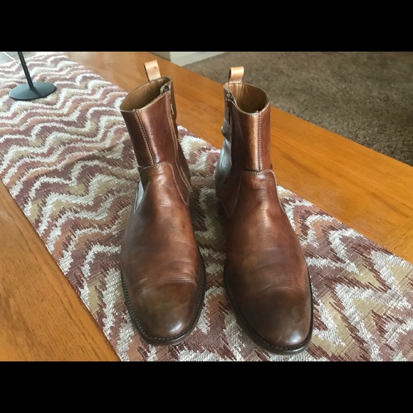 John Varvatos Brown Side Zip Boots - Picture 2 of 4